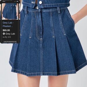 NWOT GREY LAB Blue Denim Pleated Skirt